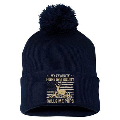 My Favorite Hunting Buddy Calls Me Pops Funny Hunting Pom Pom 12in Knit Beanie