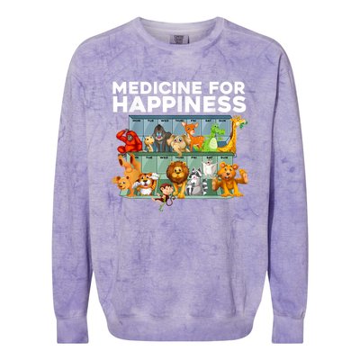 Medicine For Happiness Wildlife Animal Rescue Zoo Animal Colorblast Crewneck Sweatshirt