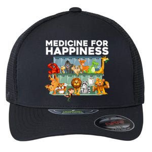 Medicine For Happiness Wildlife Animal Rescue Zoo Animal Flexfit Unipanel Trucker Cap