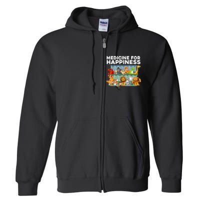 Medicine For Happiness Wildlife Animal Rescue Zoo Animal Full Zip Hoodie