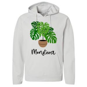 Monstera Flora Houseplant Gardener Plant Lover Performance Fleece Hoodie