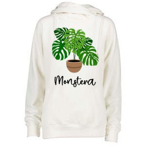 Monstera Flora Houseplant Gardener Plant Lover Womens Funnel Neck Pullover Hood