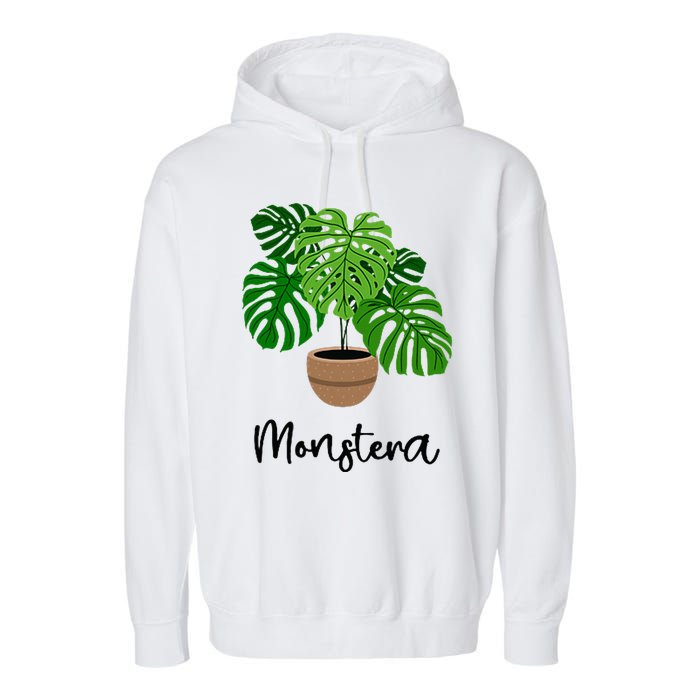 Monstera Flora Houseplant Gardener Plant Lover Garment-Dyed Fleece Hoodie