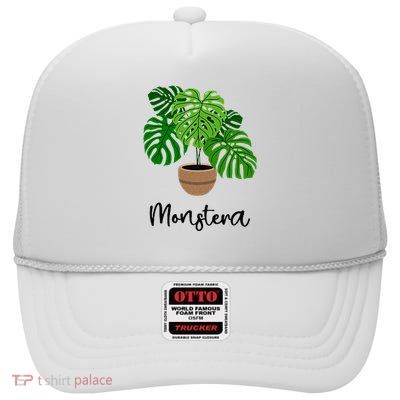 Monstera Flora Houseplant Gardener Plant Lover High Crown Mesh Back Trucker Hat