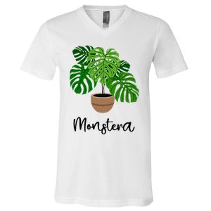 Monstera Flora Houseplant Gardener Plant Lover V-Neck T-Shirt