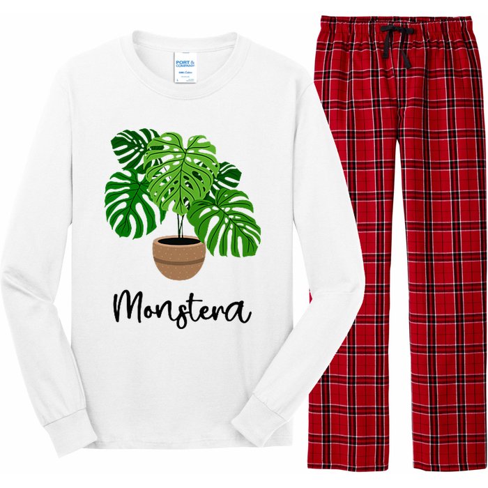 Monstera Flora Houseplant Gardener Plant Lover Long Sleeve Pajama Set