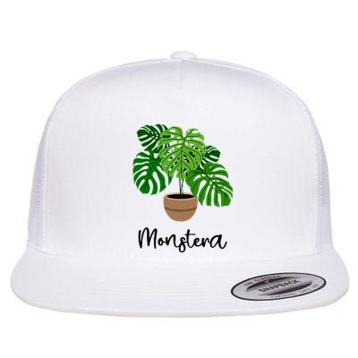 Monstera Flora Houseplant Gardener Plant Lover Flat Bill Trucker Hat