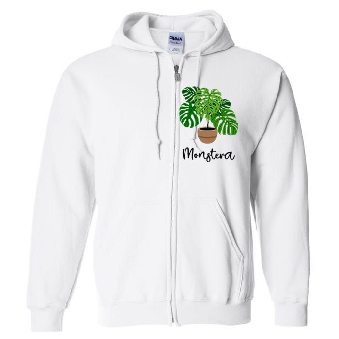 Monstera Flora Houseplant Gardener Plant Lover Full Zip Hoodie