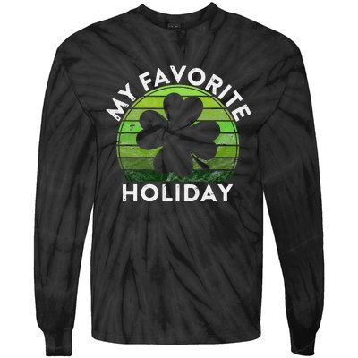 My Favorite Holiday Sunset Luck Irish St Patrick's Day Tie-Dye Long Sleeve Shirt