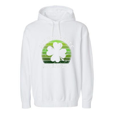 My Favorite Holiday Sunset Luck Irish St Patrick's Day Garment-Dyed Fleece Hoodie