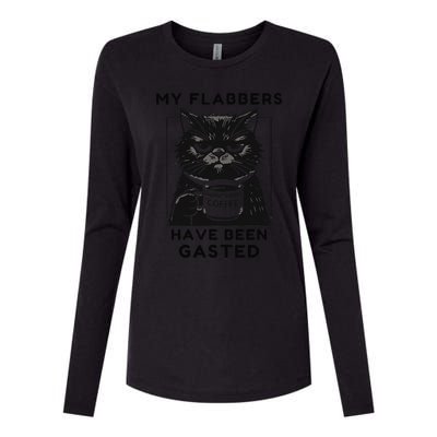 My Flabbers Have Been Gasted Distressed Retro Funny Cat Womens Cotton Relaxed Long Sleeve T-Shirt