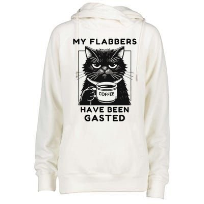 My Flabbers Have Been Gasted Distressed Retro Funny Cat Womens Funnel Neck Pullover Hood