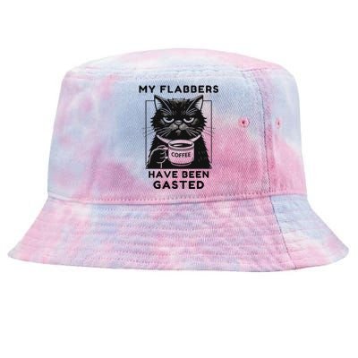 My Flabbers Have Been Gasted Distressed Retro Funny Cat Tie-Dyed Bucket Hat