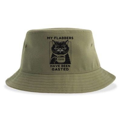 My Flabbers Have Been Gasted Distressed Retro Funny Cat Sustainable Bucket Hat