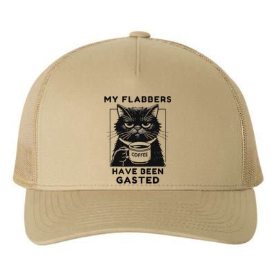 My Flabbers Have Been Gasted Distressed Retro Funny Cat Yupoong Adult 5-Panel Trucker Hat