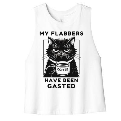 My Flabbers Have Been Gasted Distressed Retro Funny Cat Women's Racerback Cropped Tank