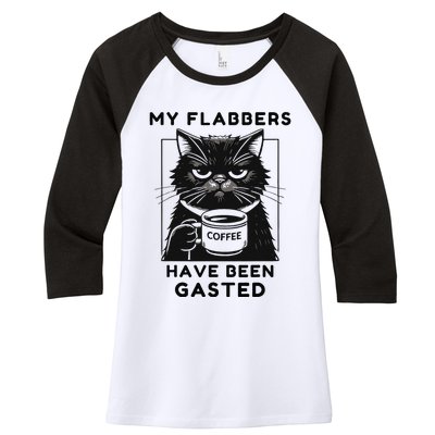 My Flabbers Have Been Gasted Distressed Retro Funny Cat Women's Tri-Blend 3/4-Sleeve Raglan Shirt