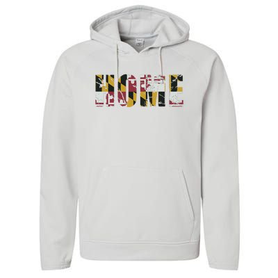 Maryland Flag Home Love Family Vintage Fade Performance Fleece Hoodie