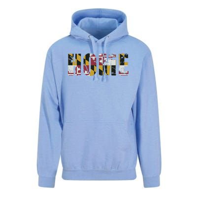 Maryland Flag Home Love Family Vintage Fade Unisex Surf Hoodie