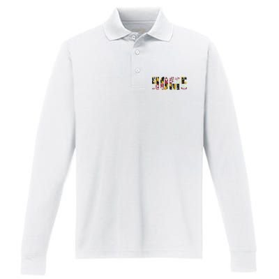 Maryland Flag Home Love Family Vintage Fade Performance Long Sleeve Polo