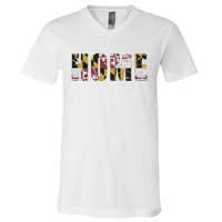 Maryland Flag Home Love Family Vintage Fade V-Neck T-Shirt