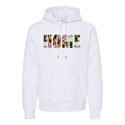 Maryland Flag Home Love Family Vintage Fade Premium Hoodie