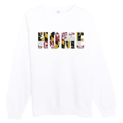 Maryland Flag Home Love Family Vintage Fade Premium Crewneck Sweatshirt