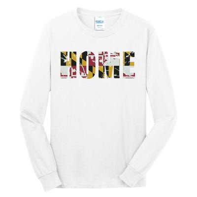 Maryland Flag Home Love Family Vintage Fade Tall Long Sleeve T-Shirt