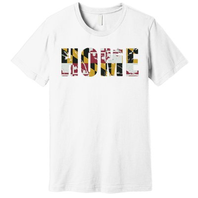 Maryland Flag Home Love Family Vintage Fade Premium T-Shirt