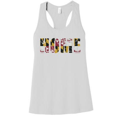 Maryland Flag Home Love Family Vintage Fade Women's Racerback Tank