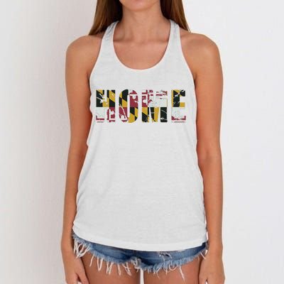 Maryland Flag Home Love Family Vintage Fade Women's Knotted Racerback Tank