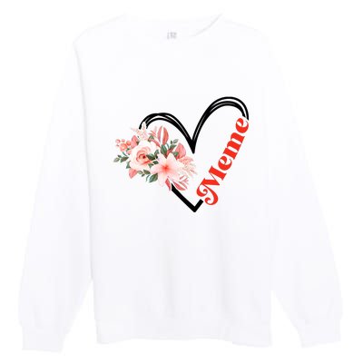 Meme Flower Heart Premium Crewneck Sweatshirt