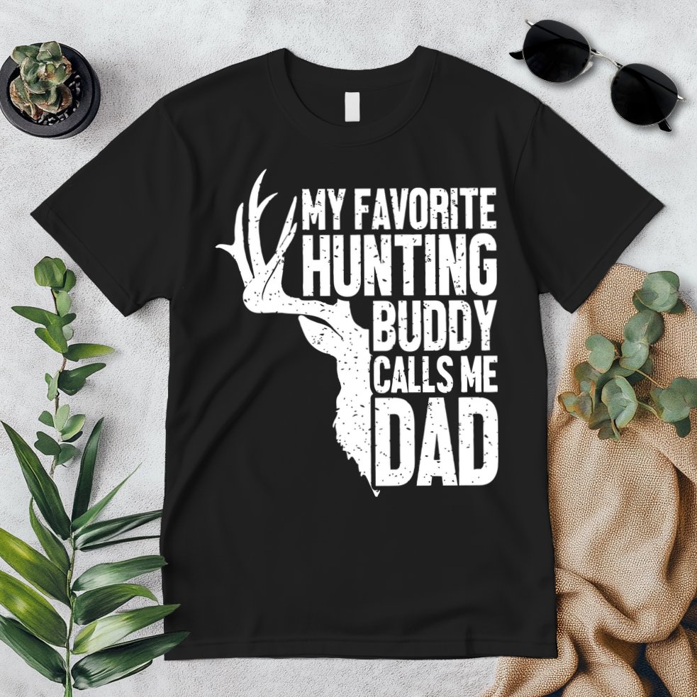 My Favorite Hunting Buddy Calls Me Dad Fathers Day Gift Premium T-Shirt