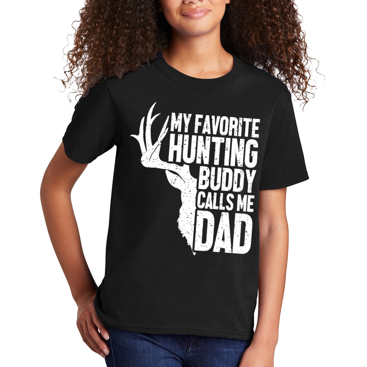 My Favorite Hunting Buddy Calls Me Dad Fathers Day Gift Kids T-Shirt