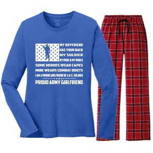 My Friend Has Your Back My Soldier Proud Army Friend Funny Gift Women's Long Sleeve Flannel Pajama Set 