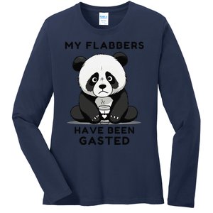 My Flabbers Have Been Gasted Distressed Retro Cute Panda Ladies Long Sleeve Shirt