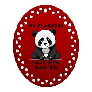 My Flabbers Have Been Gasted Distressed Retro Cute Panda Ceramic Oval Ornament