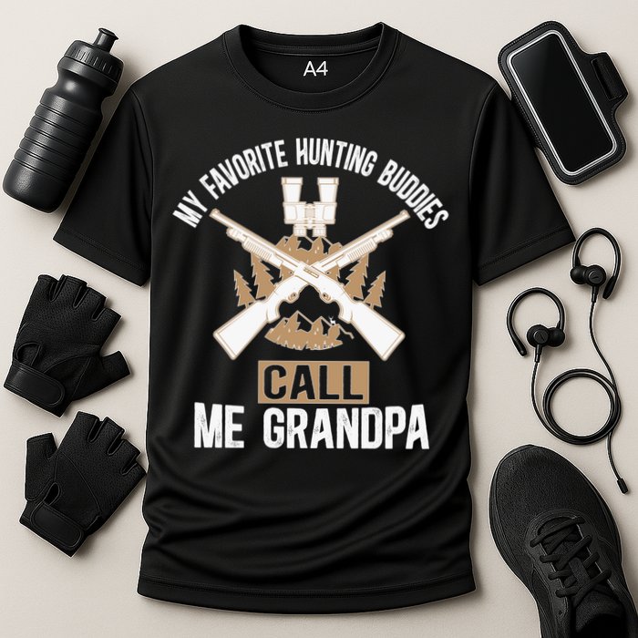 My Favorite Hunting Buddies Call Me Grandpa Hunting Buddy Funny Gift Cooling Performance Crew T-Shirt