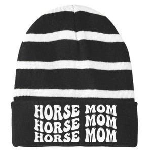 My Favorite Horse Rider Calls Me Mom Horseback Striped Beanie with Solid Band