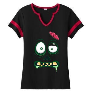 Monster Face Halloween Matching Costume Zombie Ladies Halftime Notch Neck Tee