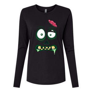 Monster Face Halloween Matching Costume Zombie Womens Cotton Relaxed Long Sleeve T-Shirt