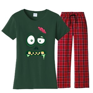 Monster Face Halloween Matching Costume Zombie Women's Flannel Pajama Set