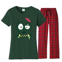 Monster Face Halloween Matching Costume Zombie Women's Flannel Pajama Set