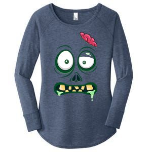 Monster Face Halloween Matching Costume Zombie Women's Perfect Tri Tunic Long Sleeve Shirt