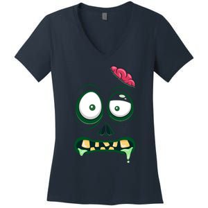 Monster Face Halloween Matching Costume Zombie Women's V-Neck T-Shirt