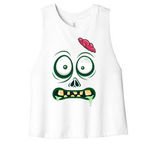 Monster Face Halloween Matching Costume Zombie Women's Racerback Cropped Tank