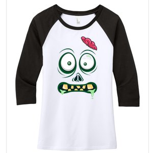 Monster Face Halloween Matching Costume Zombie Women's Tri-Blend 3/4-Sleeve Raglan Shirt