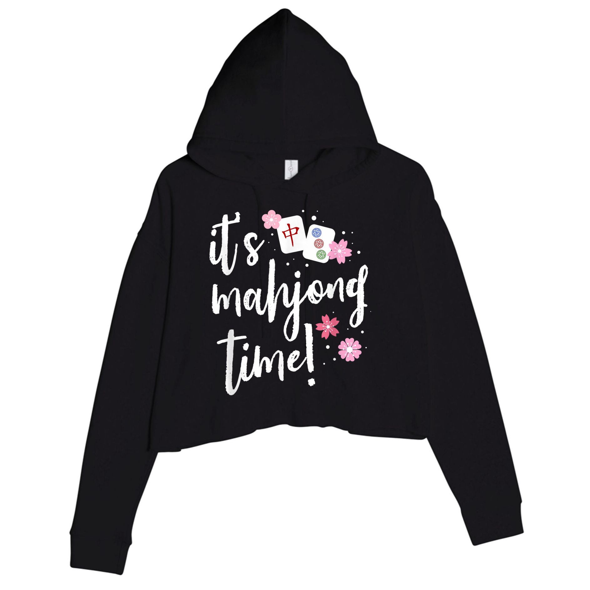 Mahjong For Her Mahjong Player Crop Fleece Hoodie