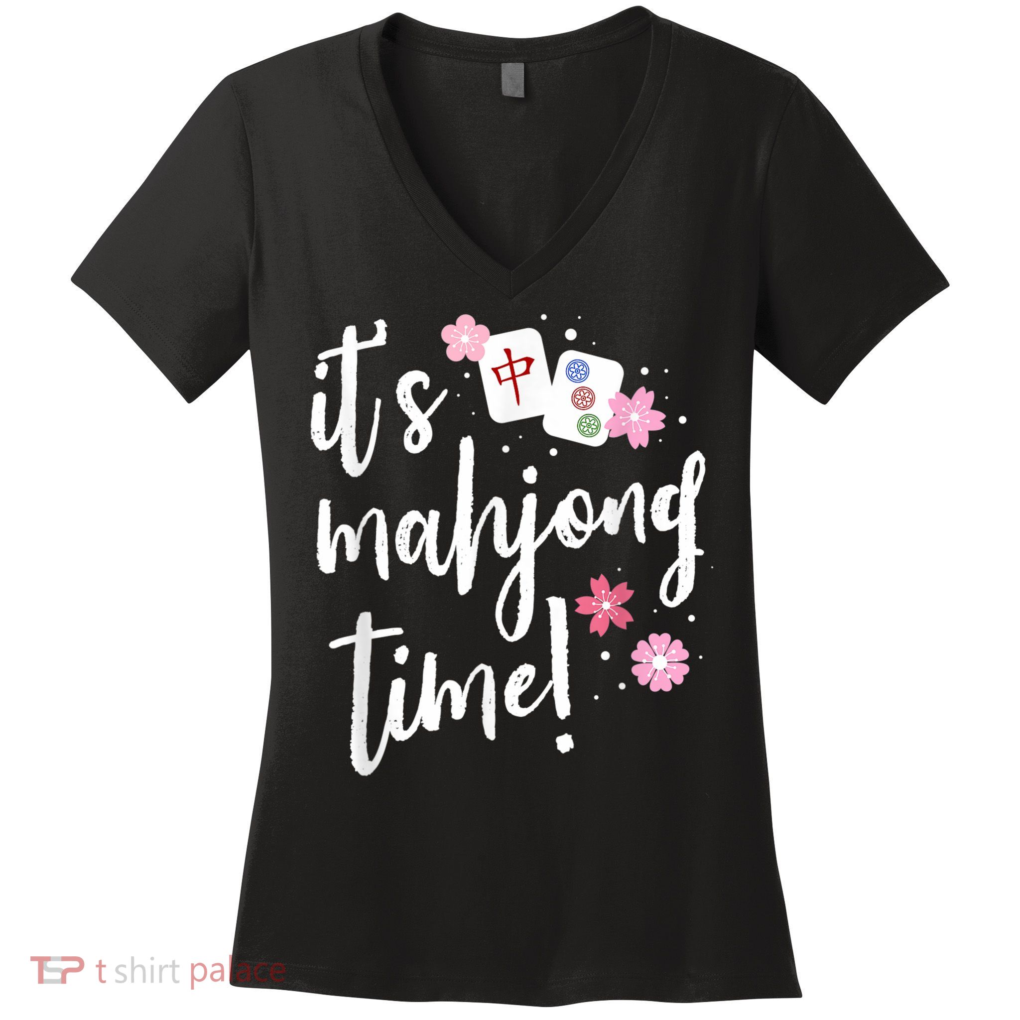 Mahjong For Her Mahjong Player Women's V-Neck T-Shirt