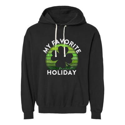 My Favorite Holiday Sunset Irish St Patrick's Day Garment-Dyed Fleece Hoodie